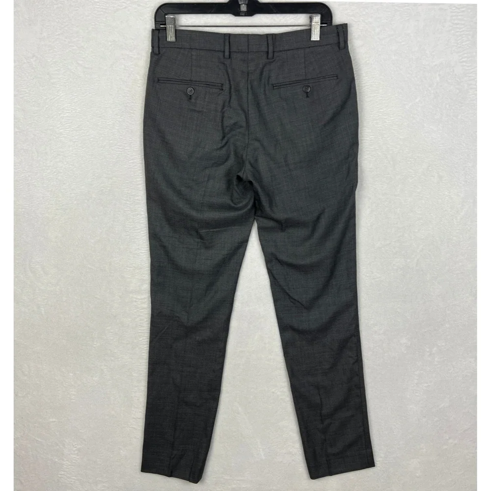 J Crew Bowery Dress Pants Mens 30x32 Dark‎ Gray Flat Front Wool Tapered